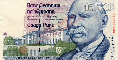Central Bank of Ireland 50 Pounds 1999. Ó Conaill, Mullarkey RRR replacement note