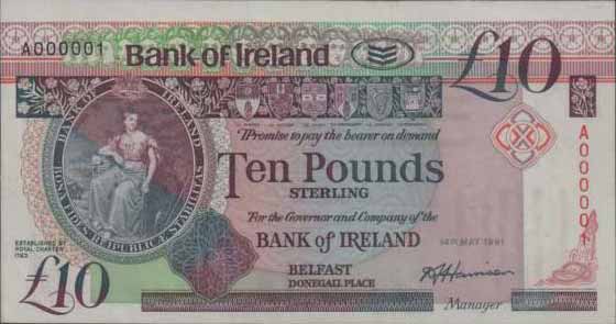Bank of Ireland 10 Pounds 1991