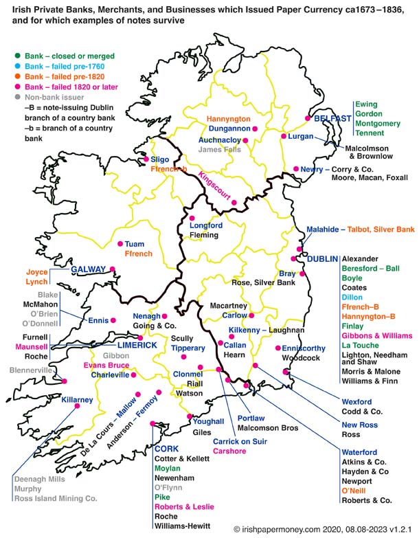 Map of Irish private banks locations