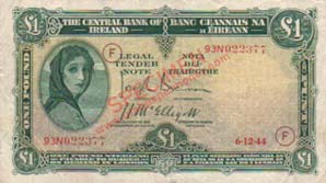 Central Bank of Ireland One Pound war code F