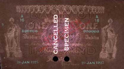 Bank of Ireland One Pound, 1922-1928, watermarks