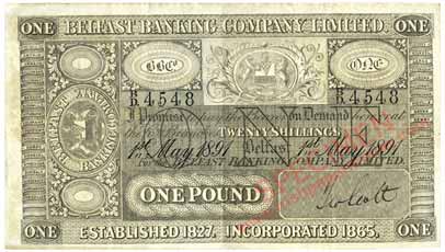 belfast bank one pound 1891