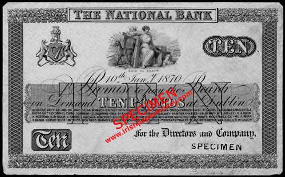 The National Bank of Ireland Ten Pounds Proof 1870