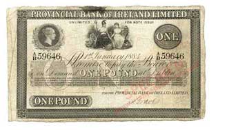 Provincial Bank of Ireland one pound 1884