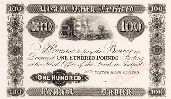 Ulster Bank One Hundred Pounds proof 1920