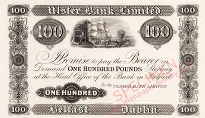 Ulster Bank 100 Pounds 1921 proof
