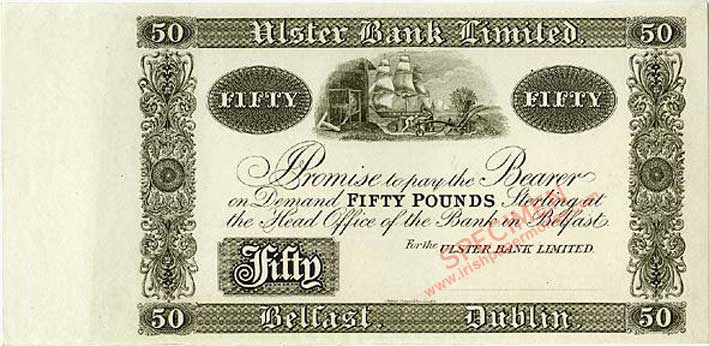 Ulster Bank Fifty Pounds proof 1920