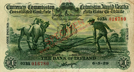 Bank of Ireland One Pound Ploughman 1929