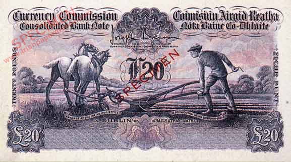 Currency Commission Consolidated Bank Note. Twenty Pounds proof