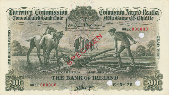 Bank of Ireland 100 Pounds Consolidated Note