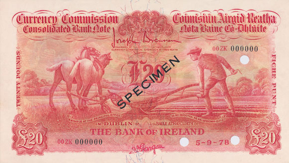 Bank of Ireland Twenty Pounds Ploughman