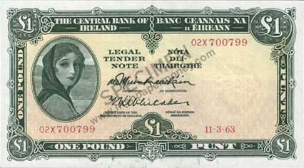 Central Bank of Ireland One Pound 1963 02X