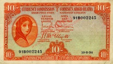 Currency Commission Ireland 10 Shillings 1934