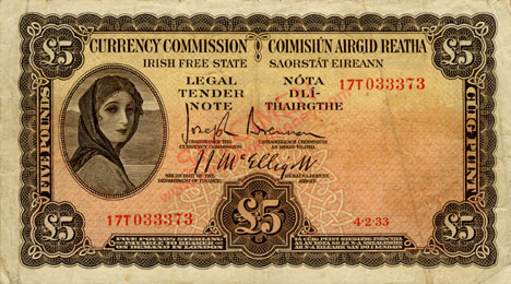 Ireland Currency Commission Five Pounds 1933