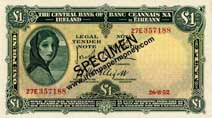 Central Bank of Ireland One Pound 1952