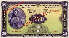 Central Bank of Ireland 50 Pounds 1962