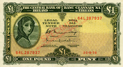 Central Bank of Ireland One Pound 1976. Murray, O'Murchu