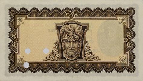 Central Bank of Ireland Five Pounds Specimen 1928 reverse