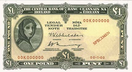 Central Bank of Ireland One Pound Specimen 1975