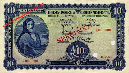 Currency Commission Irish Free State Ten Pounds 1928