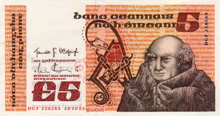 Central Bank of Ireland Five Pounds 1983. Tomás F. Ó Cofaigh. Maurice Doyle signatures