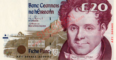 Central Bank of Ireland 20 Pounds 1992. Doyle, Cromien