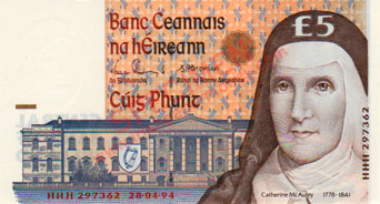 Central Bank of Ireland 5 Pounds 1994 HHH Replacement note