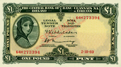 Central Bank of Ireland One pound, Whitaker, Murray