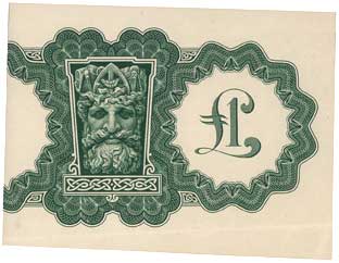 Partial proof of 10 shillings, 1928, printed in green