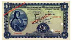 Currency Commission Ireland 10 Shilling note