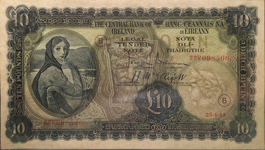 Lavery Ten Shilling note Watermark