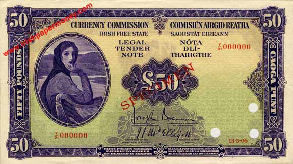 Lavery Fifty Pounds 1928 specimen