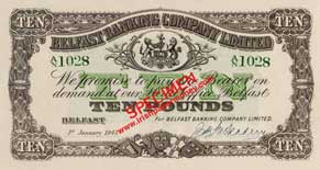 Belfast Banking Company 10 Pounds 1943