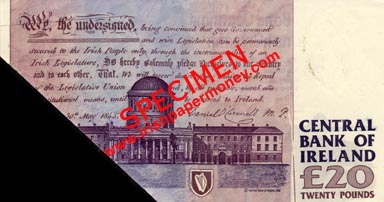 Ireland, 20 Pound note printed fold error