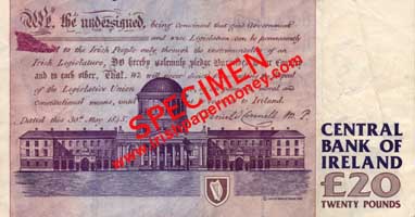 Central Bank of Ireland C Series 20 Pounds. Printing Error