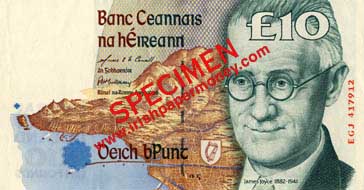 serial numbers and date missing on Irish Ten Pound note 24.04.95