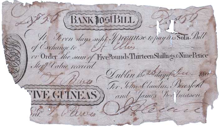 Beresford & Co 5 Guineas Post Bill 2nd June 1807
