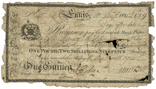 Peter Blake Ennis, One pound 2 shillings and 9 pence, 10 July 1815