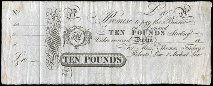 Finlay & Co. unissued 10 Pounds ca1815-1826