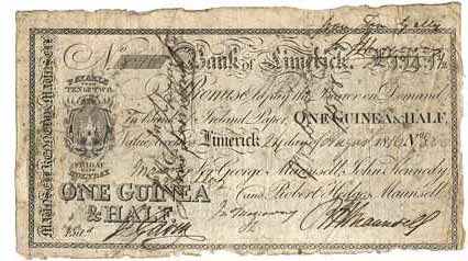 Maunsell's Bank of Limerick One Guinea and Half 1816