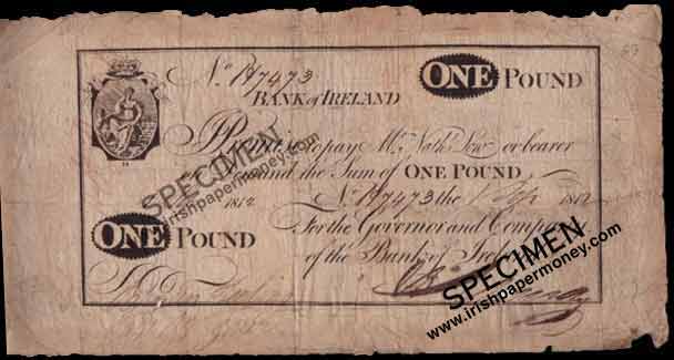 Bank of Ireland One Pound 1st September 1812