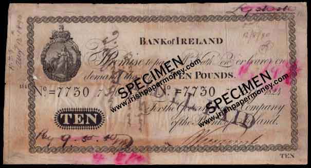 Bank of Ireland 10 Pounds 7 May 1824