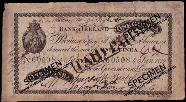 Bank of Ireland One Guinea 1819 Type A2