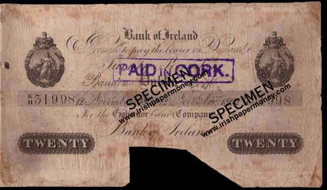 Bank of Ireland 20 Pounds 1862