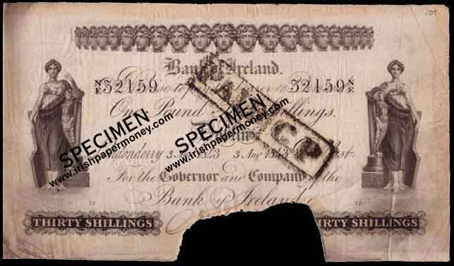 Bank of Ireland 30 Shilling note 1843