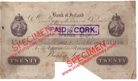 Bank of Ireland, 50 Pounds, 1862