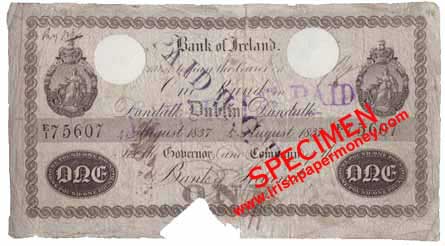Bank of Ireland, One Pound, 1837