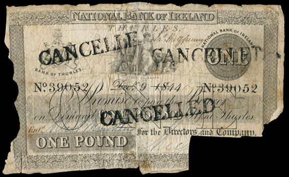 The National Bank of Ireland One Pound 1844