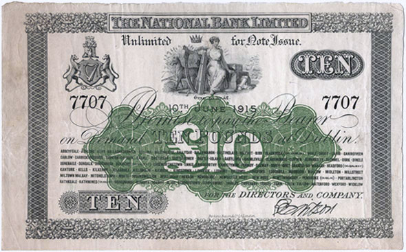 National Bank Ten Pounds 10 June 1915