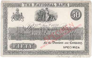 National Bank 50 Pounds 1870